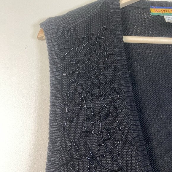 Bryn Connelly 90s Vintage Cotton Beaded Sweater Vest Cardigan Button Down Size S - Picture 2 of 13
